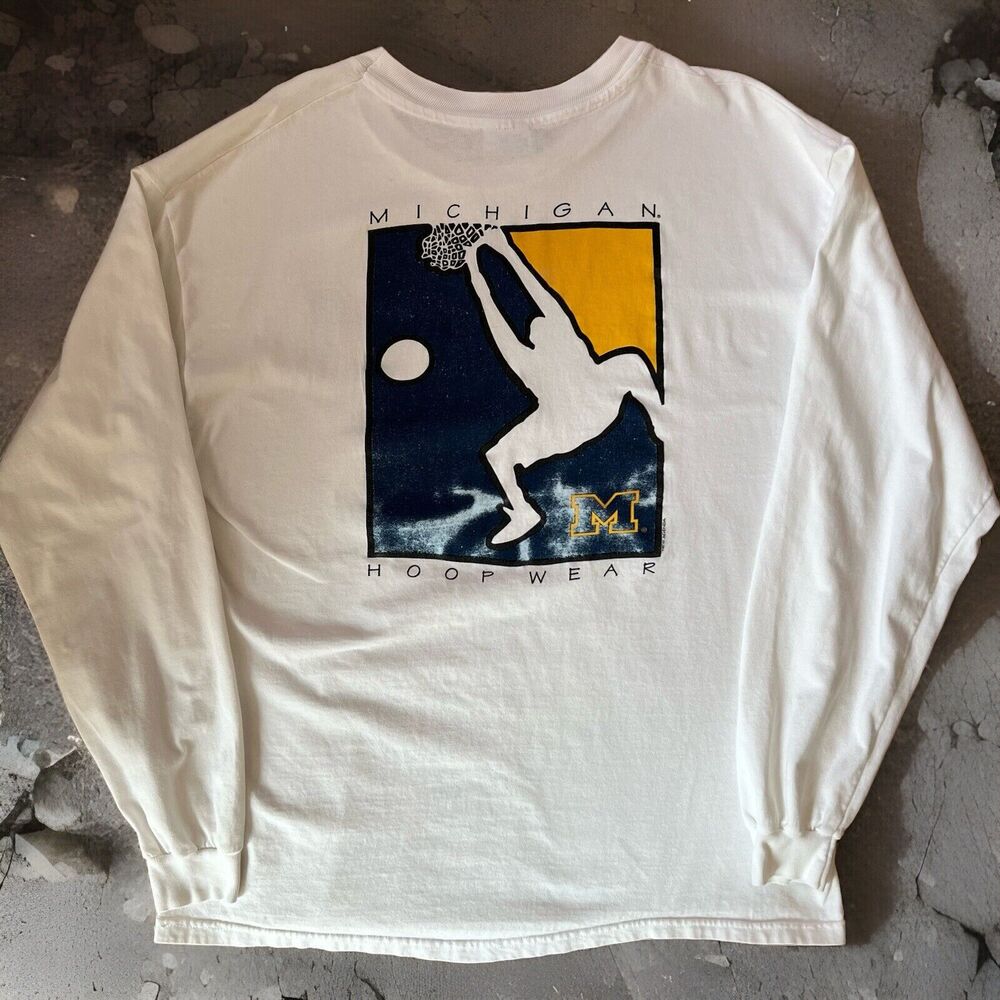 Vintage Michigan Wolverines Basketball Shirt XL White 90s Hoopwear Jalen Rose